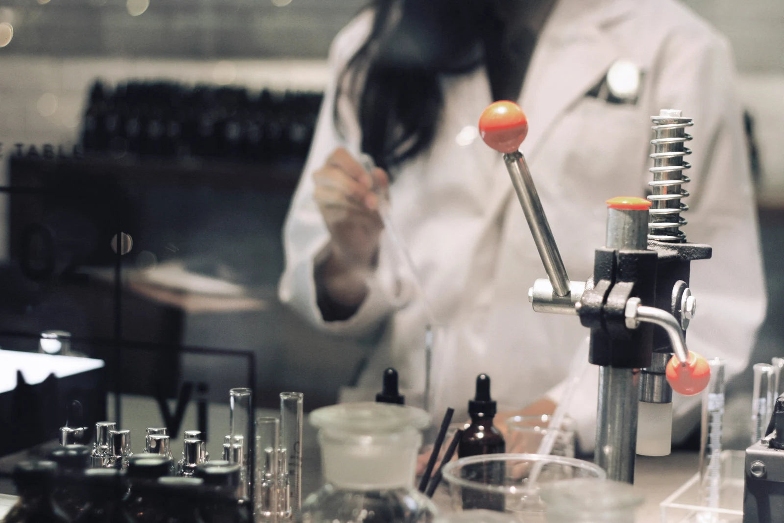 A fragrance being explored on a scent strip at the Oo La Lab bench